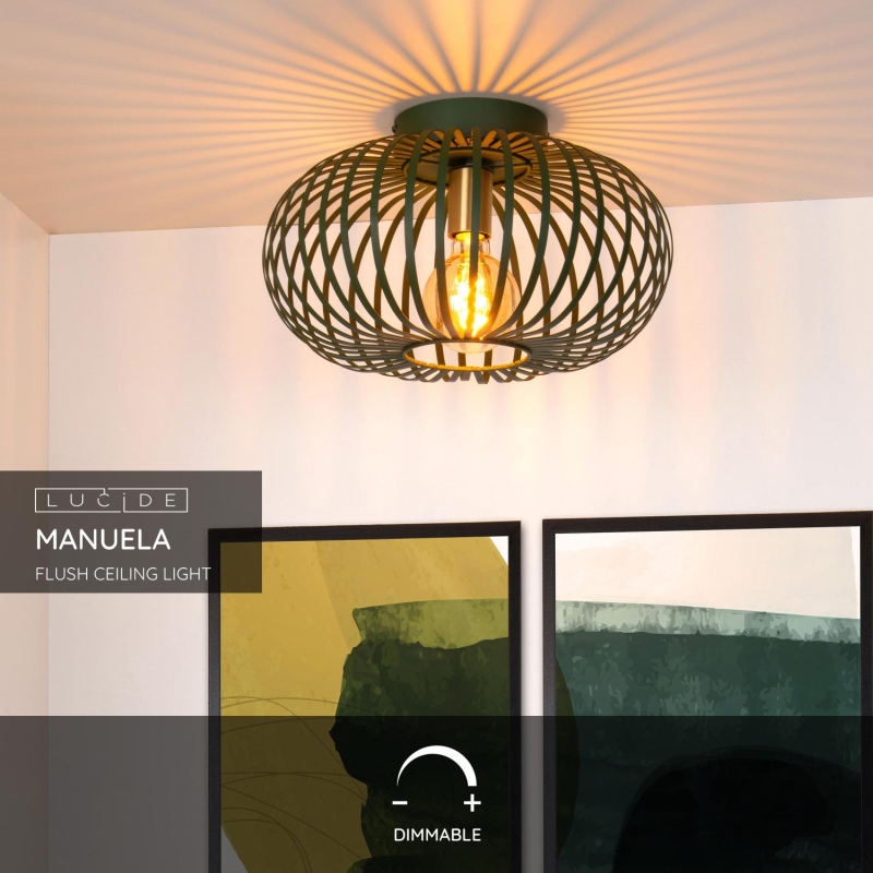 Lucide MANUELA - Zapustené stropné svietidlo - Ø 39,5 cm - 1xE27 - Zelené